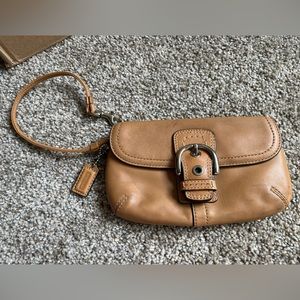 Authentic Coach Smooth Leather Wristlet.